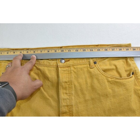 Levi's 501 Men's Jeans Size 42 X 27 Button Fly Denim Mustard Yellow  -Flaws- - Picture 16 of 16